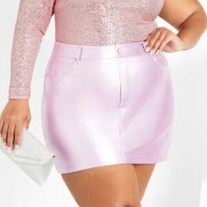 Kendall Faux Leather Skirt - metallic pink Size 20